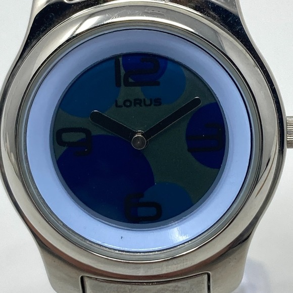 Lorus Watch Women 32mm Silver Tone Blue Dial LR0798 New Battery 7" - Picture 3 of 16